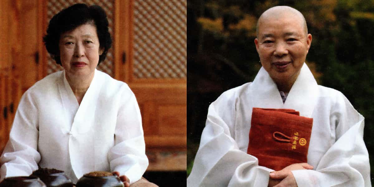 Maître Ki Soon-do, grand maître du jang traditionnel coréen et Jeong Kwan, nonne bouddhiste et maîtresse de la cuisine de temple coréenne